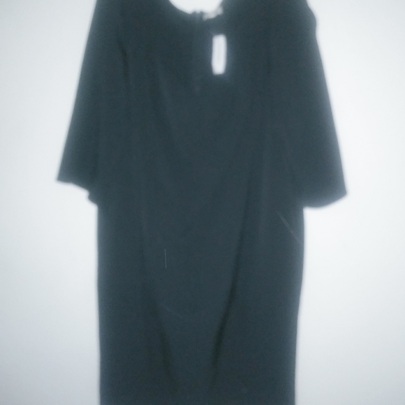 Ashley Graham Beyond 22W Basic Black V-Neck Slit Sleeve Dress New Funeral - Picture 11 of 15